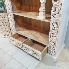 Hand Carved Jali Solid Wood Bookshelf Display Shelf B55