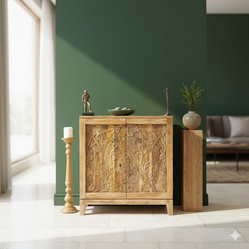 Hand Carved Solid Wood SmallCabinet D120