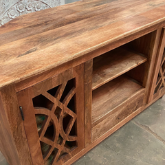 French Arch Style Hand Carved Solid Wood TV Unit 66