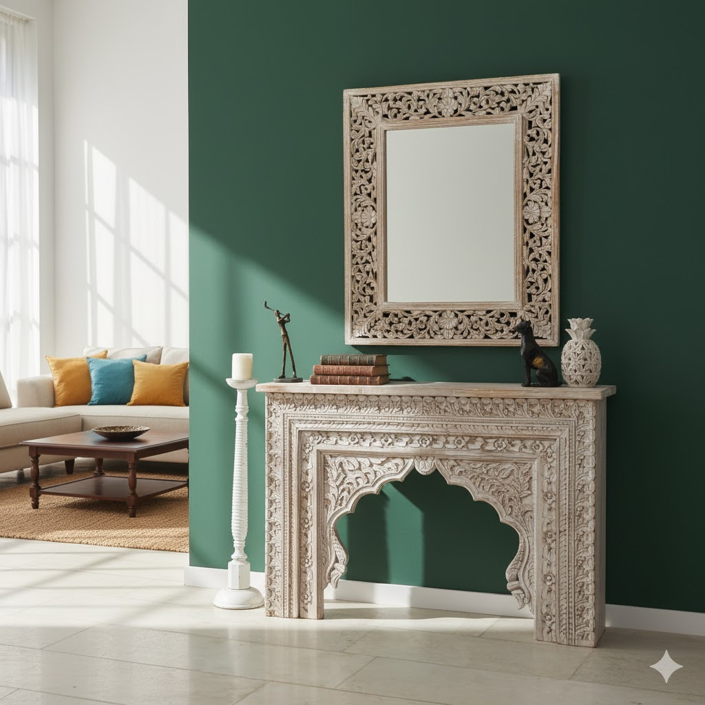 Indian Mehrab Hand Carved Hall Console Table 120X40X80 cm