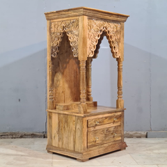 Indian Hand Carved  Solid Mango Wood Home Temple 65x50x130 cm