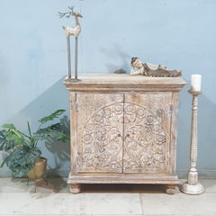 Indian Style Carved Solid Wood Cabinet Buffet 90X40X90 CM Brown