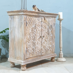 Indian Style Carved Solid Wood Cabinet Buffet 90X40X90 CM Brown