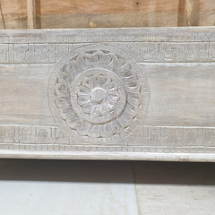 Indian Hand Carved Solid Wood Blanket Box Rustic C23