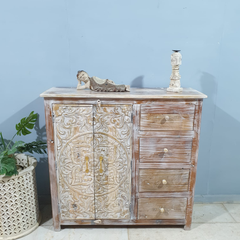 Handmade Indian Furniture Solid Hard Wood Sideboard With Drawers & Doors