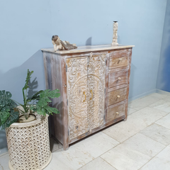 Handmade Indian Furniture Solid Hard Wood Sideboard With Drawers & Doors