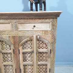 Handmade Indian Furniture Solid Hard Wood Carved 8Doors and 4 Drawers Sideboard Walnut 200x40x100Cm