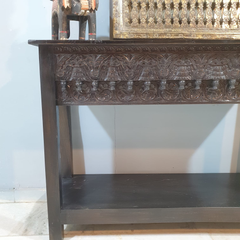 Handmade Indian Furniture Solid Hard Wood Carved Oriental Style Console table Dark Brown 120x40x90Cm