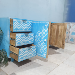 Brush & Timber Handmade Mango Wood Handpainted Sideboard in Blue