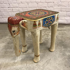 Pandora Hand Carved Indian Hand Painted Elephant Side Table 32cm