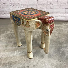 Pandora Hand Carved Indian Hand Painted Elephant Side Table 32cm