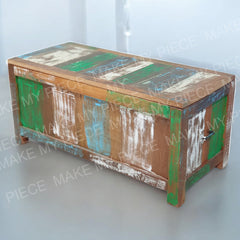 JODIE Nirvana Reclaimed Boat Wood Timber Blanket Box Toy Chest Multi colour