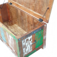 JODIE Nirvana Reclaimed Boat Wood Timber Blanket Box Toy Chest Multi colour