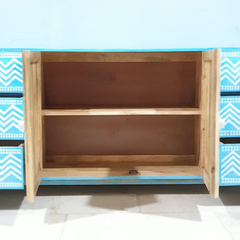 Brush & Timber Handmade Mango Wood Handpainted Sideboard in Blue