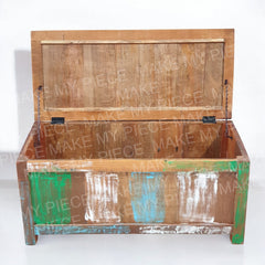 JODIE Nirvana Reclaimed Boat Wood Timber Blanket Box Toy Chest Multi colour