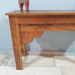 Handmade Indian Furniture Solid Hard Wood Carved Oriental Style Console table Brown 120x40x80Cm