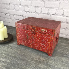 Pandora Hand Painted Indian Solid Wood Storage Trunk Box