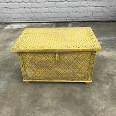 Pandora Hand Painted Indian Solid Wood Yellow Storage Box