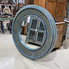 Pandora Hand Painted Indian Solid Wood Round Mirror Frame