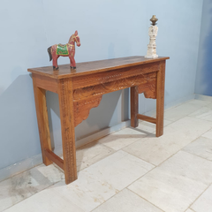 Handmade Indian Furniture Solid Hard Wood Carved Oriental Style Console table Brown 120x40x80Cm