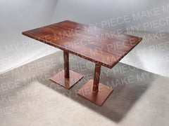 Namaste Maitland Carved Border Dining Table For Restaurant Medium Brown Stain