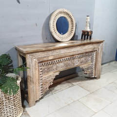 Handmade Indian Furniture Solid Hard Wood Carved Oriental Style Console table 180x40x90Cm