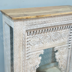 Sukhvinder Hand Carved Mango Wood Console Table Whitewash