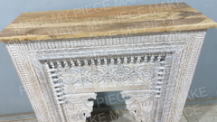 Sukhvinder Hand Carved Mango Wood Console Table Whitewash