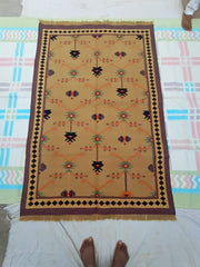 Kilim Wool Handwoven Woolen Dhurrie Durry Rug Jute Floor Covering Pattern 5