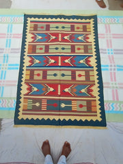 Kilim Wool Handwoven Woollen Dhurrie Durry Rug Jute Floor Covering Pattern 4