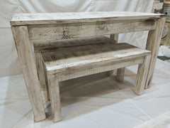 NIRVANA Reclaimed Boat Wood Small Dining Bench Setting WHITE 120x75cm