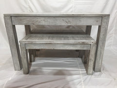 NIRVANA Reclaimed Boat Wood Small Dining Bench Setting GREY 120x75cm