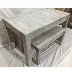 NIRVANA Reclaimed Boat Wood Small Dining Bench Setting GREY 120x75cm