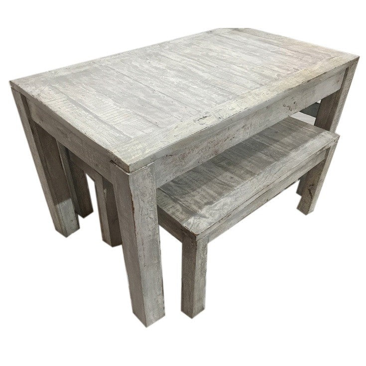 NIRVANA Reclaimed Boat Wood Small Dining Bench Setting GREY 120x75cm