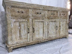 BELINDA Bleached Mango Wood Large Sideboard Shabby Chic French Style Buffet Whitewash