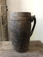 Nepalese Solid Wooden Oil Amira Pot Natural 30cm