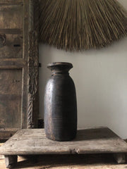 Nepalese Solid Wood Oil Pot Storage Natural Sizer L Black