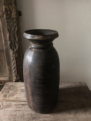 Nepalese Solid Wood Oil Pot Storage Natural Sizer L Black