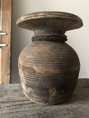 Unique Wooden Nepalese Pot L 23x23x26 cm