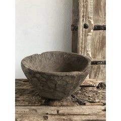 Indian Wooden Mortar Bowl Natural 28x28x25 cm