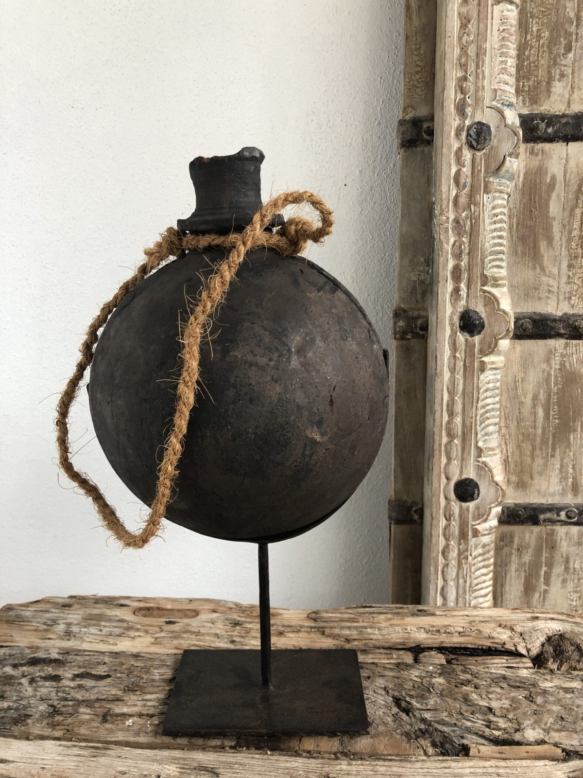 Wooden Surai Pot Rustic Black XL 21x21x43 cm