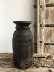 Solid Wooden Oil Pot Storage Black Size L