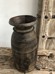 Solid Wooden Oil Pot Storage Black Size L