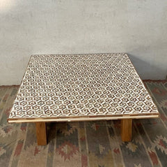 Bone Inlay Handcrafted Indian Furniture Carved Solid Hard Wood Coffee Table 182x28x47Cm