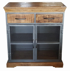 Industrial Dresser With Metal Mesh And Drawer