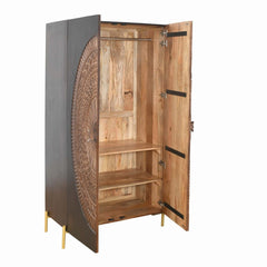 Milsons Handmade Indian Furniture Solid Wooden Cabinet Cupboard 100x55x200Cm