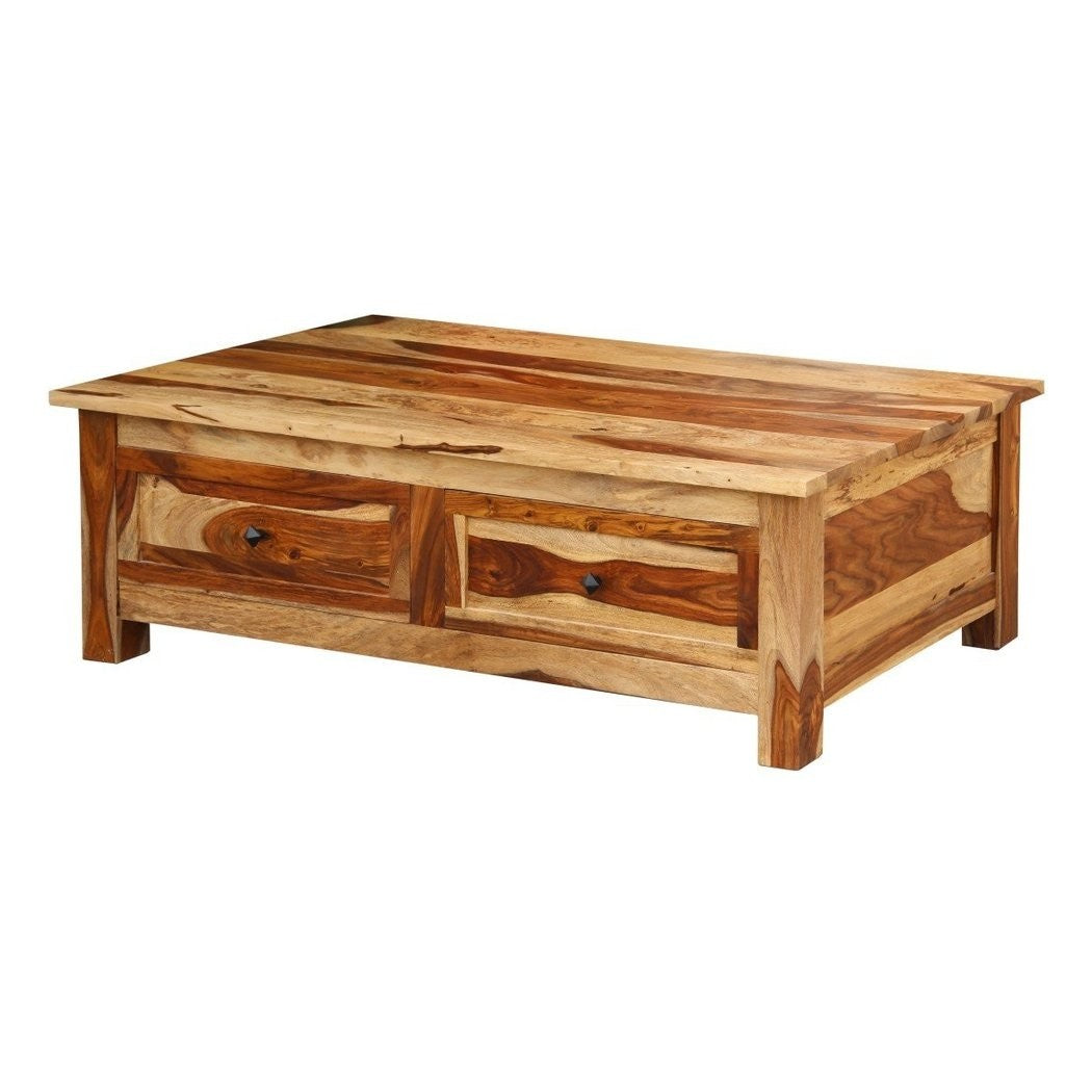 Two Tone Sheesham Wood 4 Drawer Rustic Coffee Table Samoa – Make My Piece