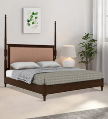 Shanti Surprise Solid Wood King Size Bed in Tubbaq Finish