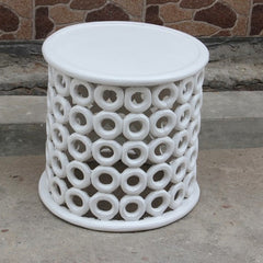 Bristol Carved Rings Round White Coffee Table