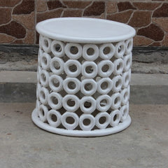 Bristol Carved Rings Round White Coffee Table